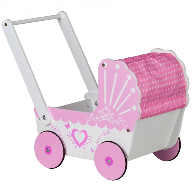 EcoToys Drewniany wózek dla lalek Pink Heart