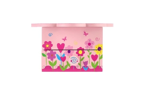 Szafka na biżuterię Princess drewno grający kwiat szuflada 14,5x8x14,5cm