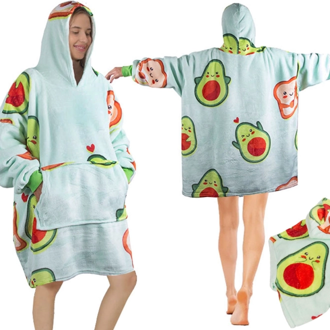 Ciepły awokadowy oversize koc-bluza z kapturem