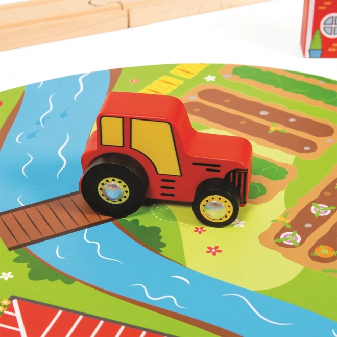 Bigjigs Rail Drewniana kolejka z wiejską drogą 80 części