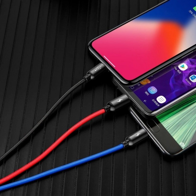 Baseus szybki kabel USB 3w1 z złączami Type C / Lightning / Micro 3A 1,2M - czarny