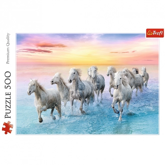 Puzzle 500 elementów Białe konie w galopie Trefl