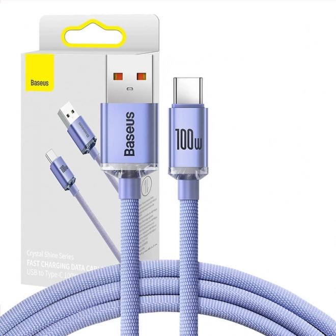 Baseus Crystal Shine kabel USB do USB‑C 100W, 1,2 m, fioletowy