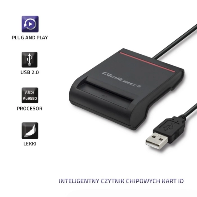 Czytnik kart chipowych ID Qoltec