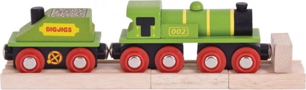 Bigjigs Rail zielona lokomotywa z tendrem i torami