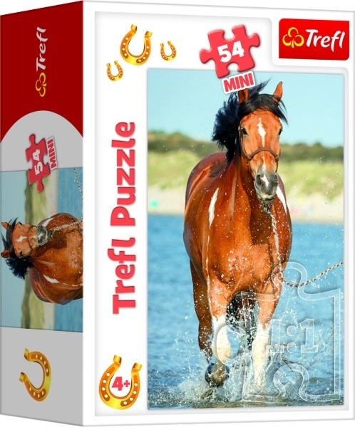 Minipuzzle 54 elementów Konie 4 rodzaje w pudełku 9x6,5x4cm