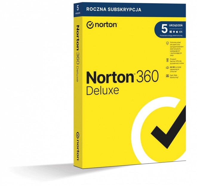 Norton 360 Deluxe - 50GB do tworzenia kopii zapasowych na 1 rok dla 5 urządzeń