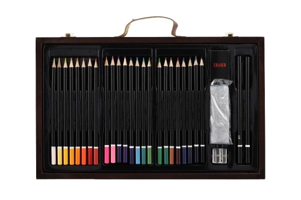 Zestaw do malowania Art box w drewnianej walizce - 79 sztuk