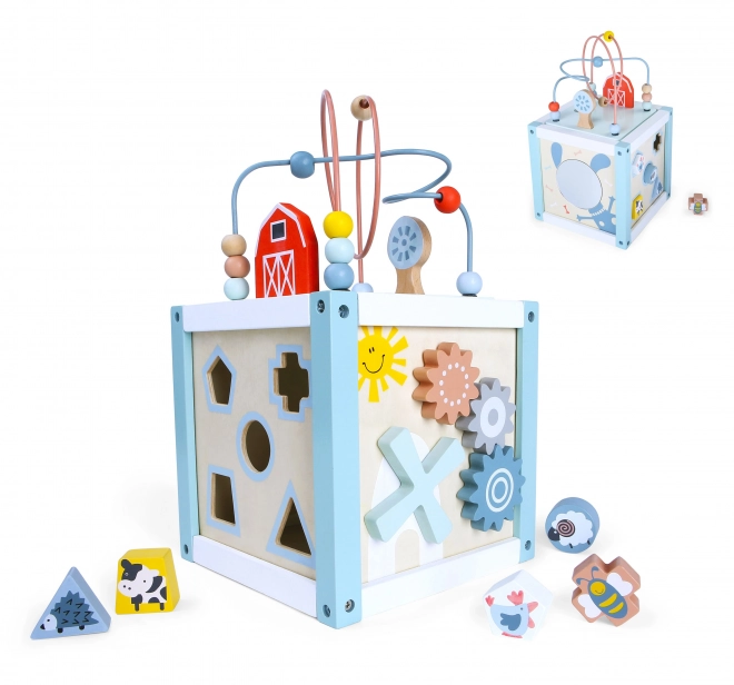 Drewniany sorter klocków z klockami Ecotoys