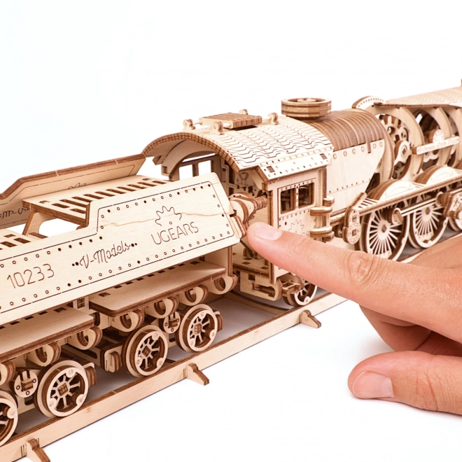 Ugears 3D puzzle - Lokomotywa V-express z wagonem 538 elementów