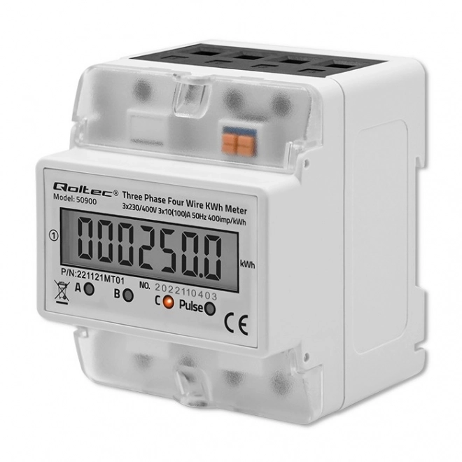 Trójfazowy elektroniczny licznik energii | Szyna DIN | 400V | LCD | 4P