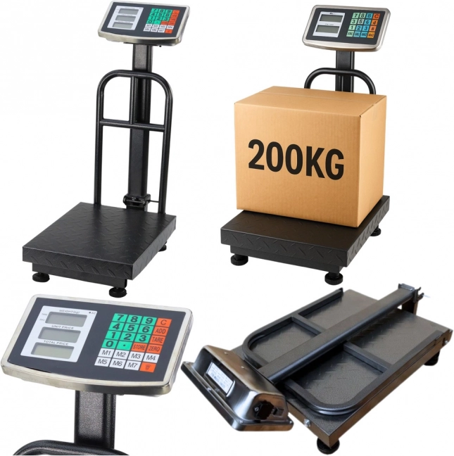 Elektroniczna waga platformowa 200 kg z wyświetlaczem LCD