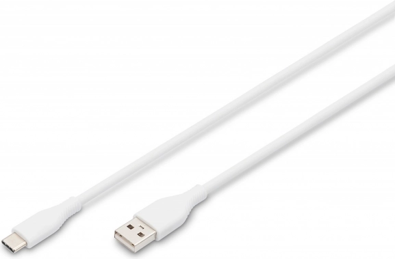 Silikonowy kabel USB-A do USB-C 60 W 0,5 m biały
