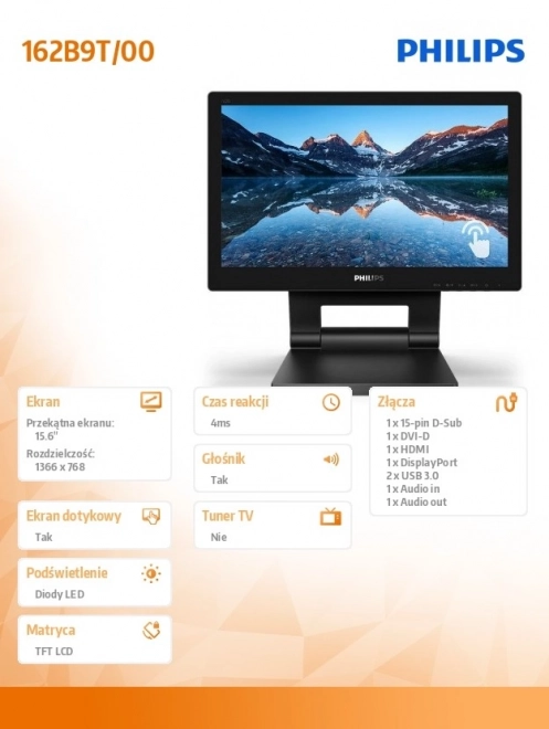 Monitor 15,6" LED Dotykowy