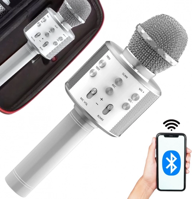 Bezprzewodowy mikrofon karaoke z wbudowanym głośnikiem i etui, Bluetooth