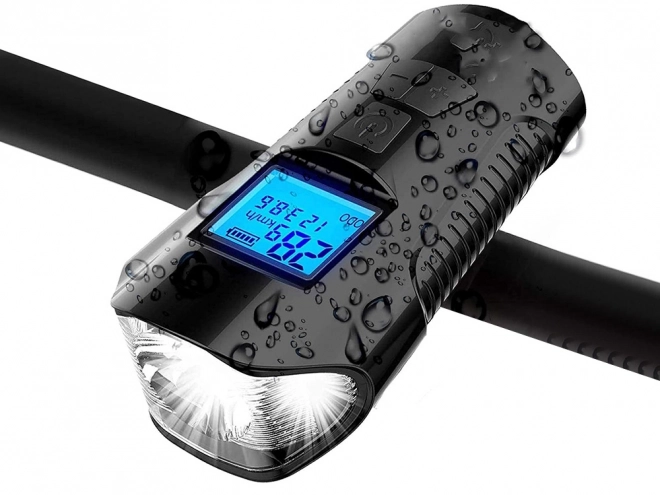 Wielofunkcyjne światło rowerowe 3w1 z LED, licznikiem km i klaksonem