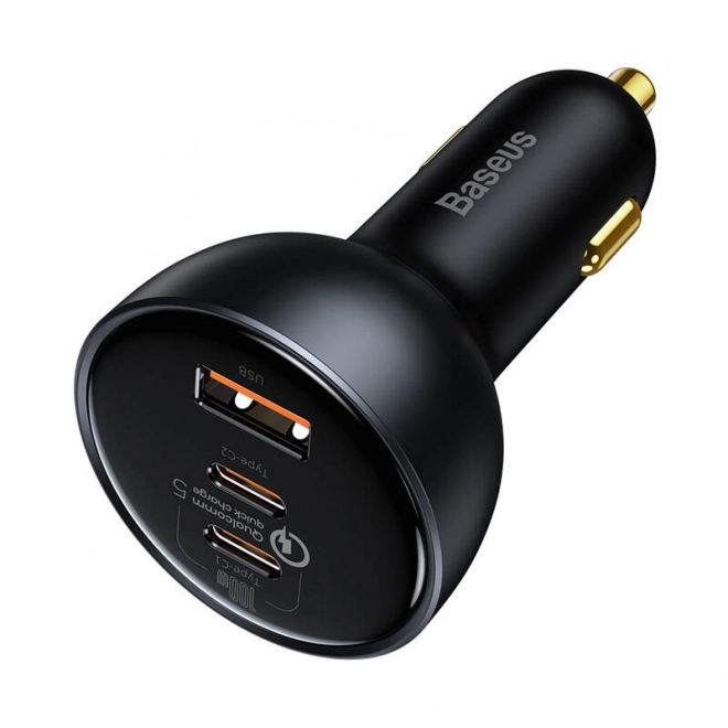 Ładowarka samochodowa Baseus Qualcomm, USB, 2x USB-C, 160 W (szara)