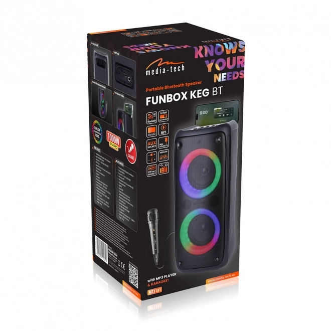 FUNBOX Głośnik BT MT3181 Bluetooth 5.0/TWS/MP3/MicroSD/USB/AUX/EQ/Jack 6.3/RGB/USB-C/RMS 40W/PMPO 1000W