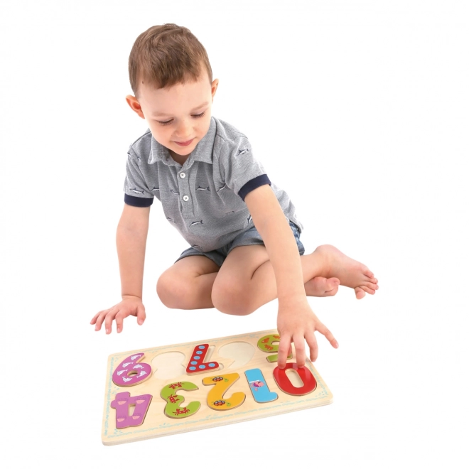 Bino Drewniane zabawki liczenie puzzle cyfry