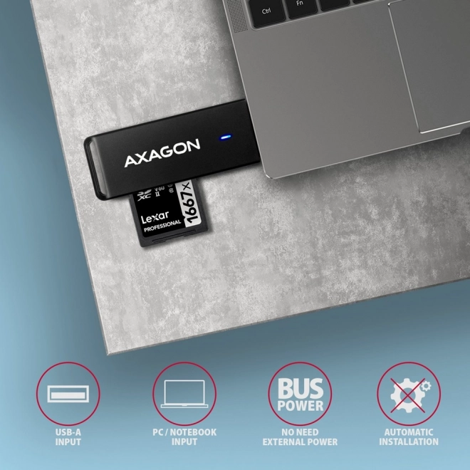 Zewnętrzny czytnik kart USB-A 3.2 Gen 1 AXAGON z obsługą UHS-I