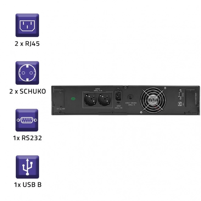 Awaryjne źródło zasilania UPS RACK 1kVA 800W z LCD