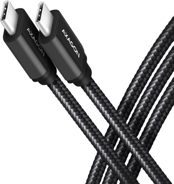 AXAGON USB‑C – USB‑C kabel 3.2 gen 1, 2 m, PD 60 W, 3 A, aluminiowy, w oplocie, czarny
