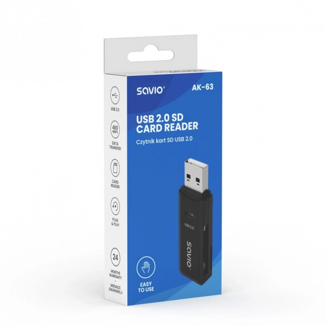 Czytnik kart SD, USB 2.0, 480 Mb/s, AK-63