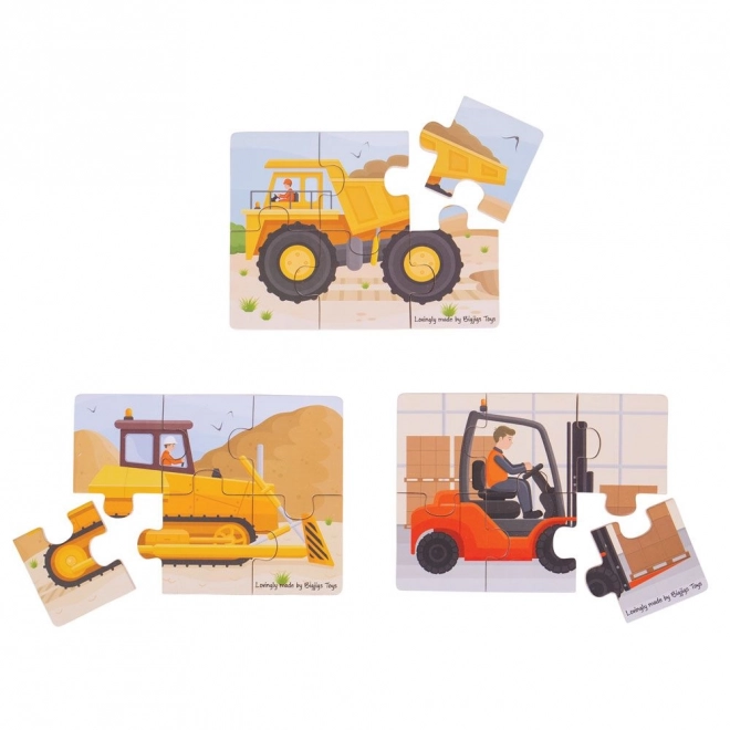 Bigjigs Toys Puzzle 3w1 Maszyny Budowlane