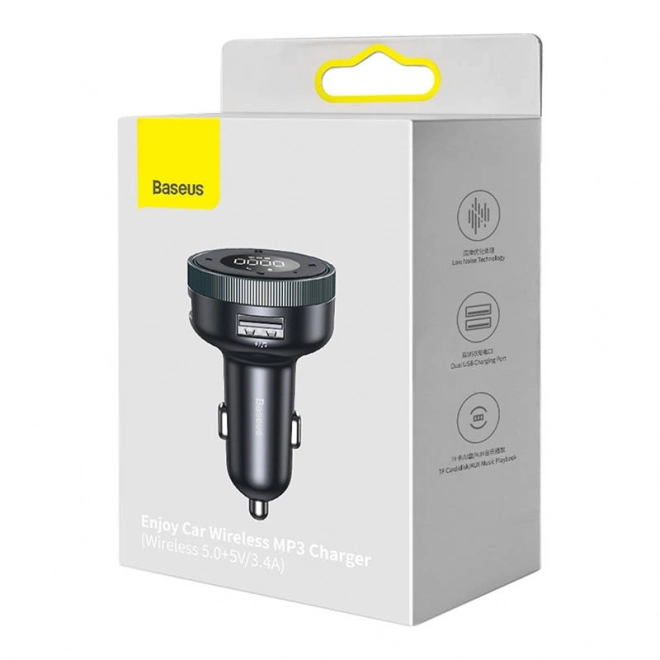Baseus Enjoy Bezprzewodowa ładowarka MP3 do auta, Bluetooth 5.0, microSD, AUX (czarna)