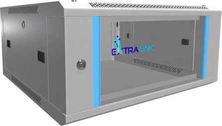Szafka rackowa wisząca 4U 600 × 600 ze szklanymi drzwiami