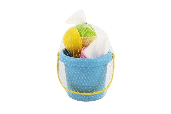 Zestaw do piasku plastikowy wiaderko + foremki lody w siatce 12x17x12cm 12m+