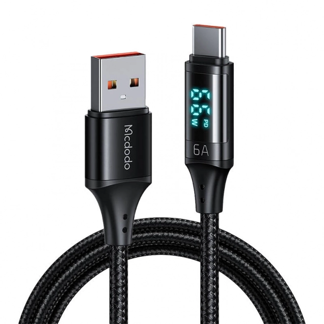 Kabel USB na USB-C Mcdodo CA-1080 z wyświetlaczem, 66W, 6A, 1,2 m (czarny)