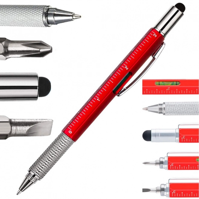Wielofunkcyjne pióro multitool 6w1 z poziomicą
