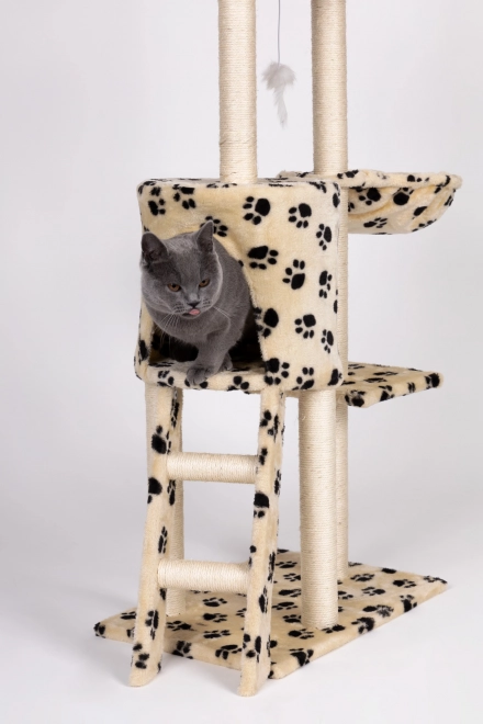 Drapak dla kotów, domek, drzewko, legowisko, 138 cm XL, Wzory łapek