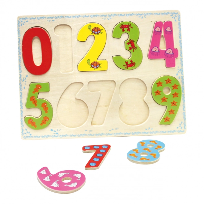 Bino Drewniane zabawki liczenie puzzle cyfry