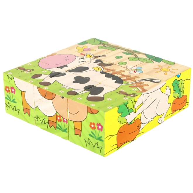 Drewniane edukacyjne puzzle farma