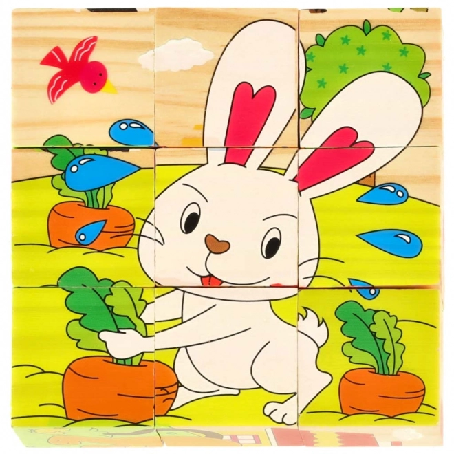 Drewniane edukacyjne puzzle farma
