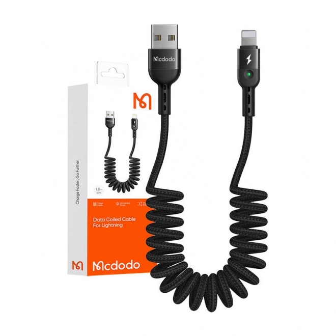 Kabel USB-Lightning, Mcdodo CA-6410, sprężynowy, 1,8 m (czarny)