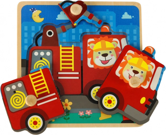 Drewniane puzzle wóz strażacki dla dzieci