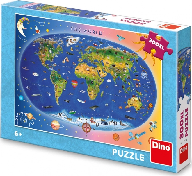 Dino dziecięca mapa puzzle 300 XL elementów