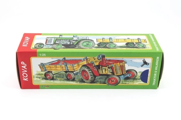 Traktor Zetor z przyczepą zielony na klucz metalowy 28cm Kovap w pudełku