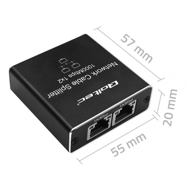 Splitter mini SWITCH 1x2 porty RJ45 | 1000Mb/s | USB-C| Aluminium