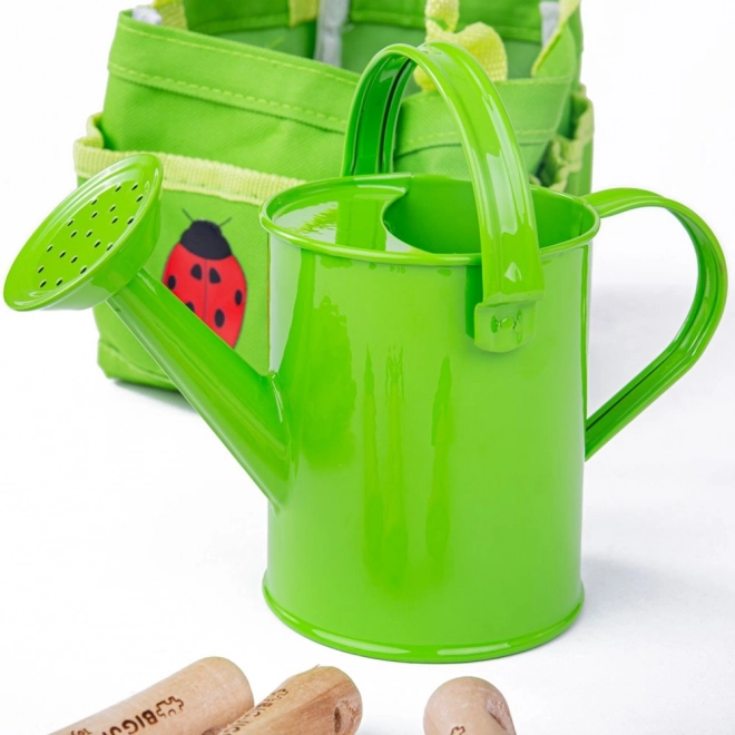 Bigjigs Toys Zestaw ogrodowy w płóciennej torbie zielony