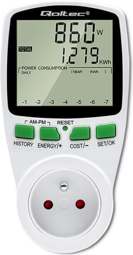 Miernik zużycia energii z historią PM0627, LCD, 16 A / 3680 W