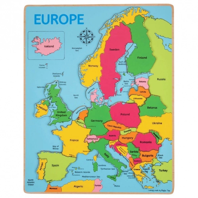 Bigjigs Toys Drewniane puzzle mapa Europy 25 elementów
