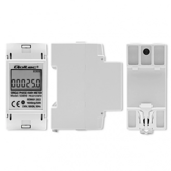 Elektroniczny licznik energii jednofazowy | Szyna DIN | 230V | LCD | 2P