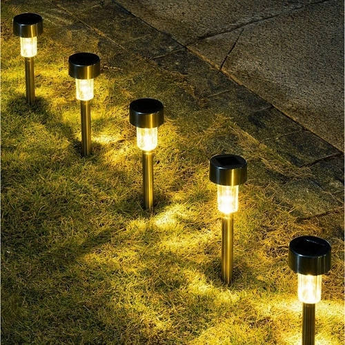 Solarne ogrodowe lampy LED - zestaw 10, wkopywane, wodoodporne, ciepłe białe światło