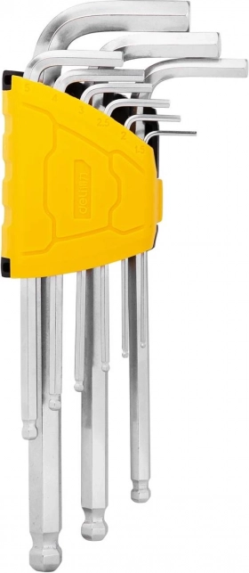 Zestaw długich sześciokątnych kluczy imbusowych Deli Tools 1,5–10 mm srebrny