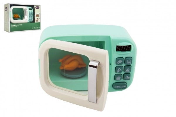 Kuchenka mikrofalowa z dodatkiem plastiku 20x13cm na baterie ze światłem i dźwiękiem w pudełku 29x22x12cm 18m+