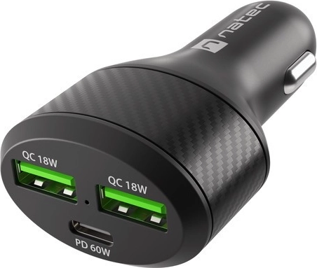 Ładowarka samochodowa NATEC Coney 2× USB i 1× USB‑C z szybkim ładowaniem 84 W